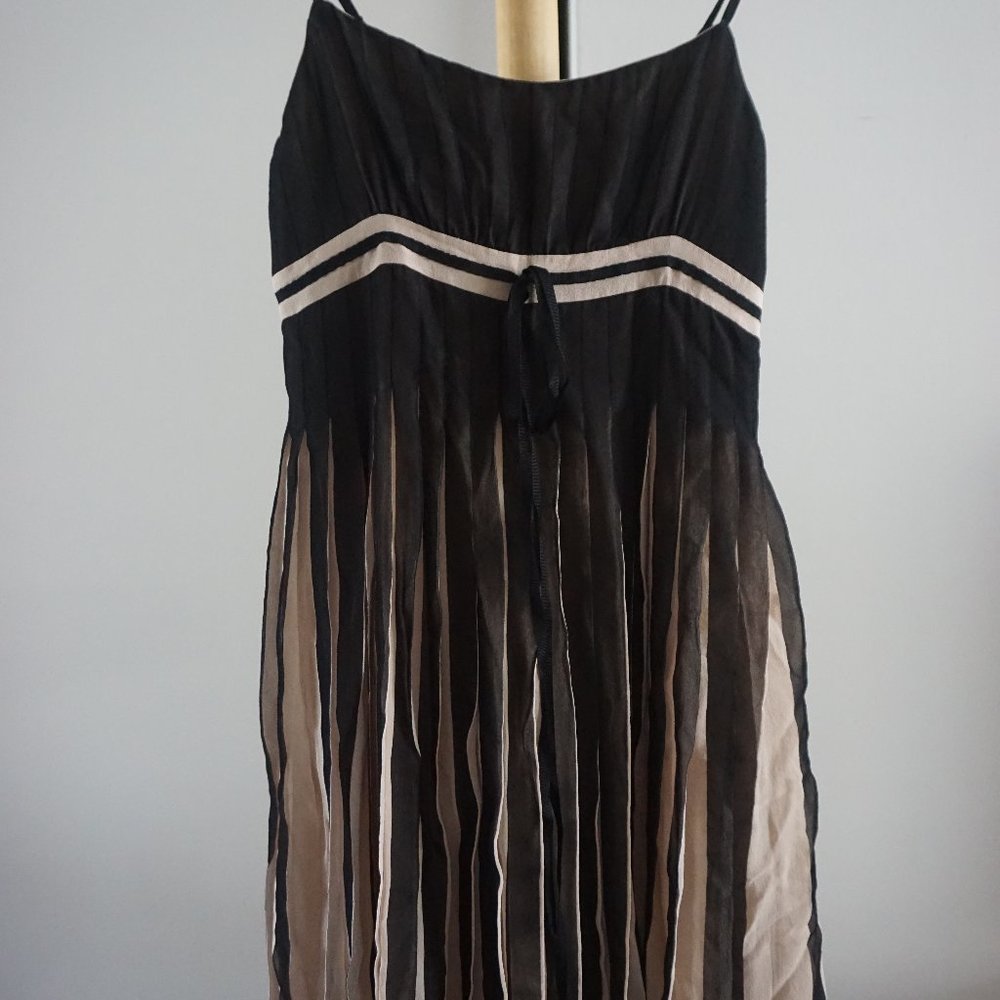 pink and black chiffon dress